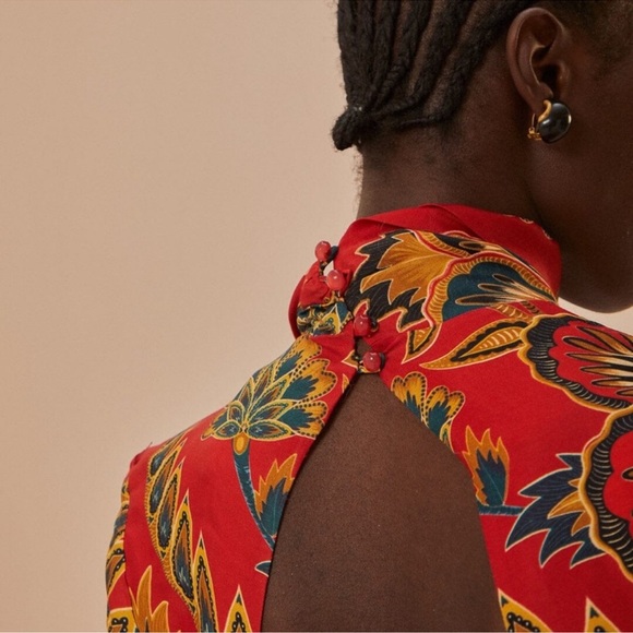 NWT Farm Rio Maxi Dress boho tropical Parrot Print Long Sleeves - Picture 2 of 15